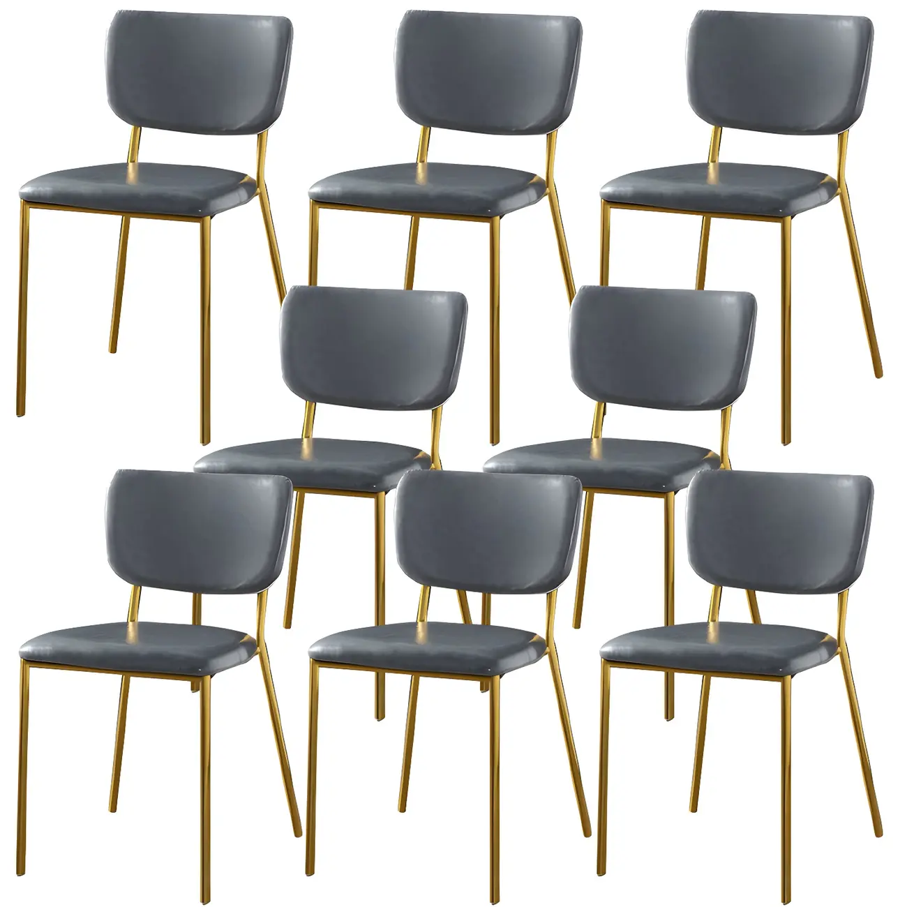 Glam Open Back Armless Stackable Faux Leather Dining Chair Image - 64 | homeyfad