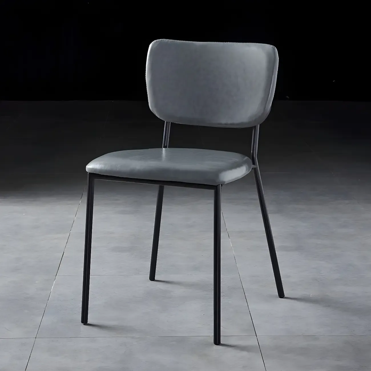 Glam Open Back Armless Stackable Faux Leather Dining Chair Image - 65