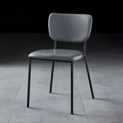 Glam Open Back Armless Stackable Faux Leather Dining Chair Image - 65