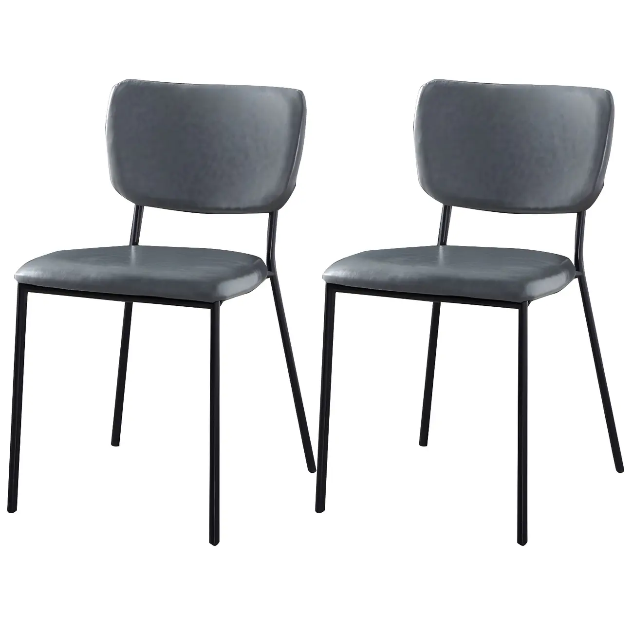 Glam Open Back Armless Stackable Faux Leather Dining Chair Image - 66 | homeyfad