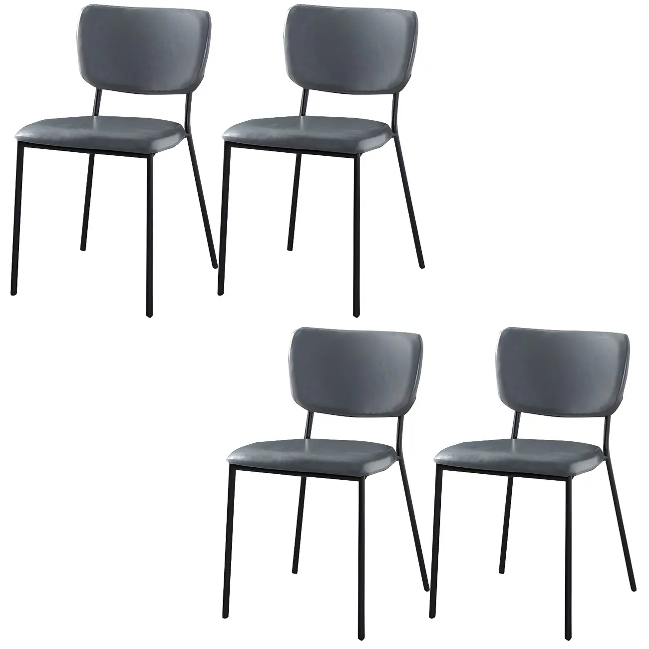 Glam Open Back Armless Stackable Faux Leather Dining Chair Image - 67 | homeyfad