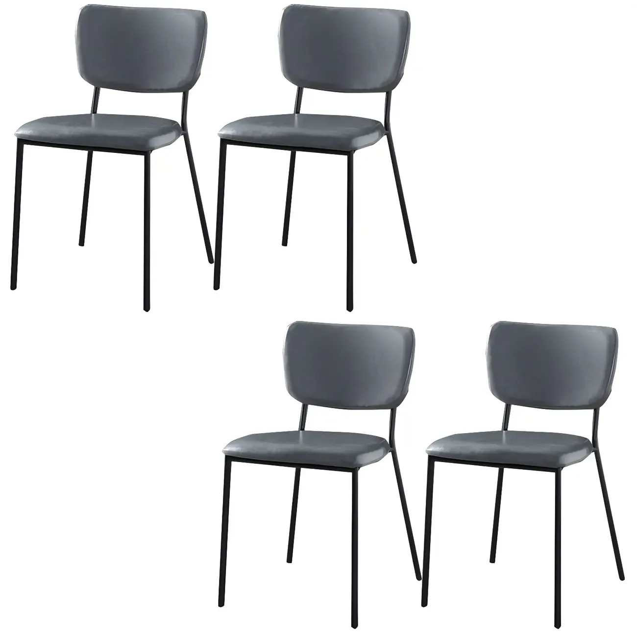 Glam Open Back Armless Stackable Faux Leather Dining Chair Image - 67