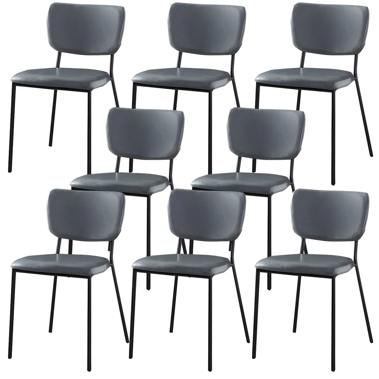 Glam Open Back Armless Stackable Faux Leather Dining Chair Image - 69 | homeyfad