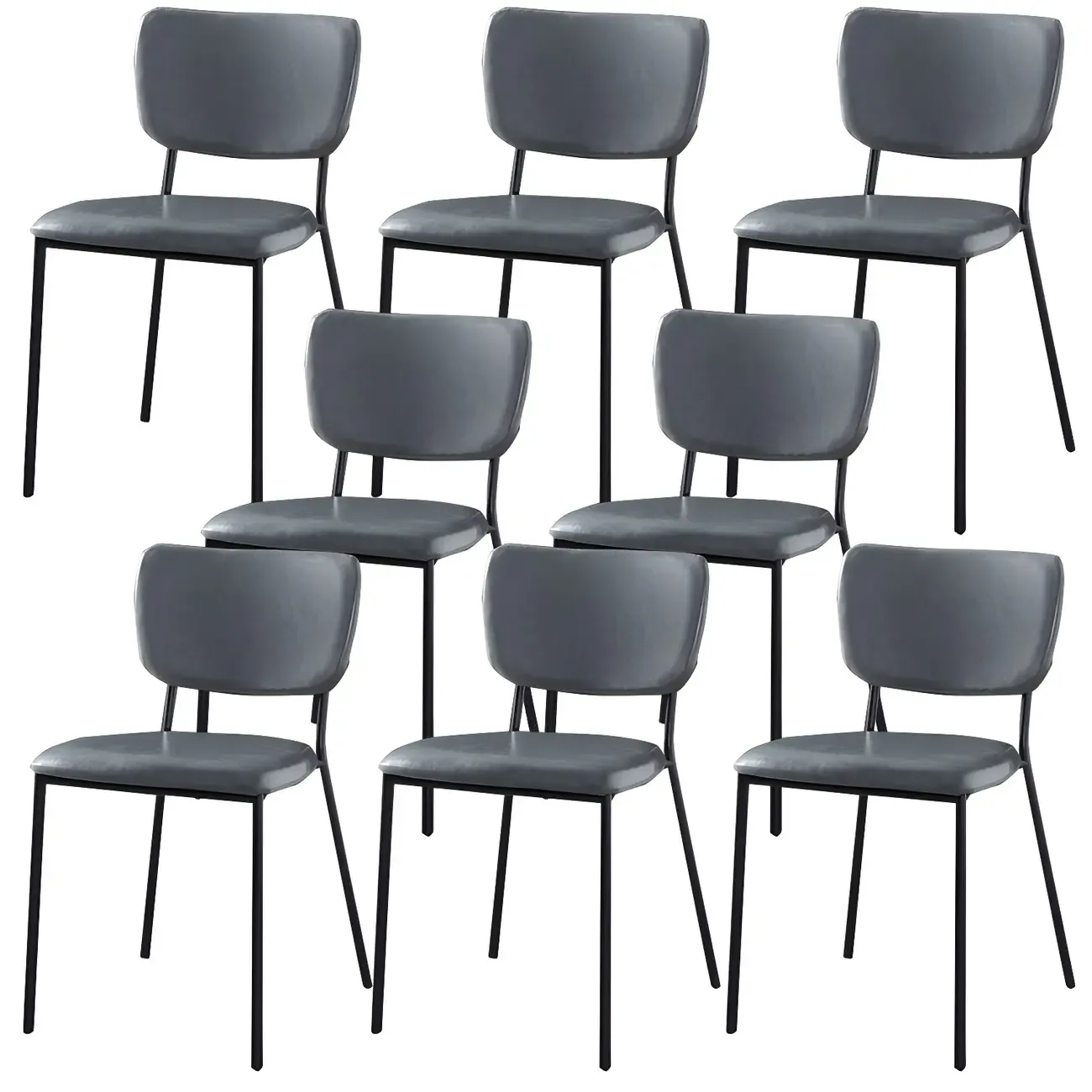 Glam Open Back Armless Stackable Faux Leather Dining Chair Image - 69