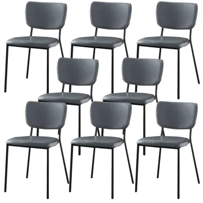 Glam Open Back Armless Stackable Faux Leather Dining Chair Image - 69