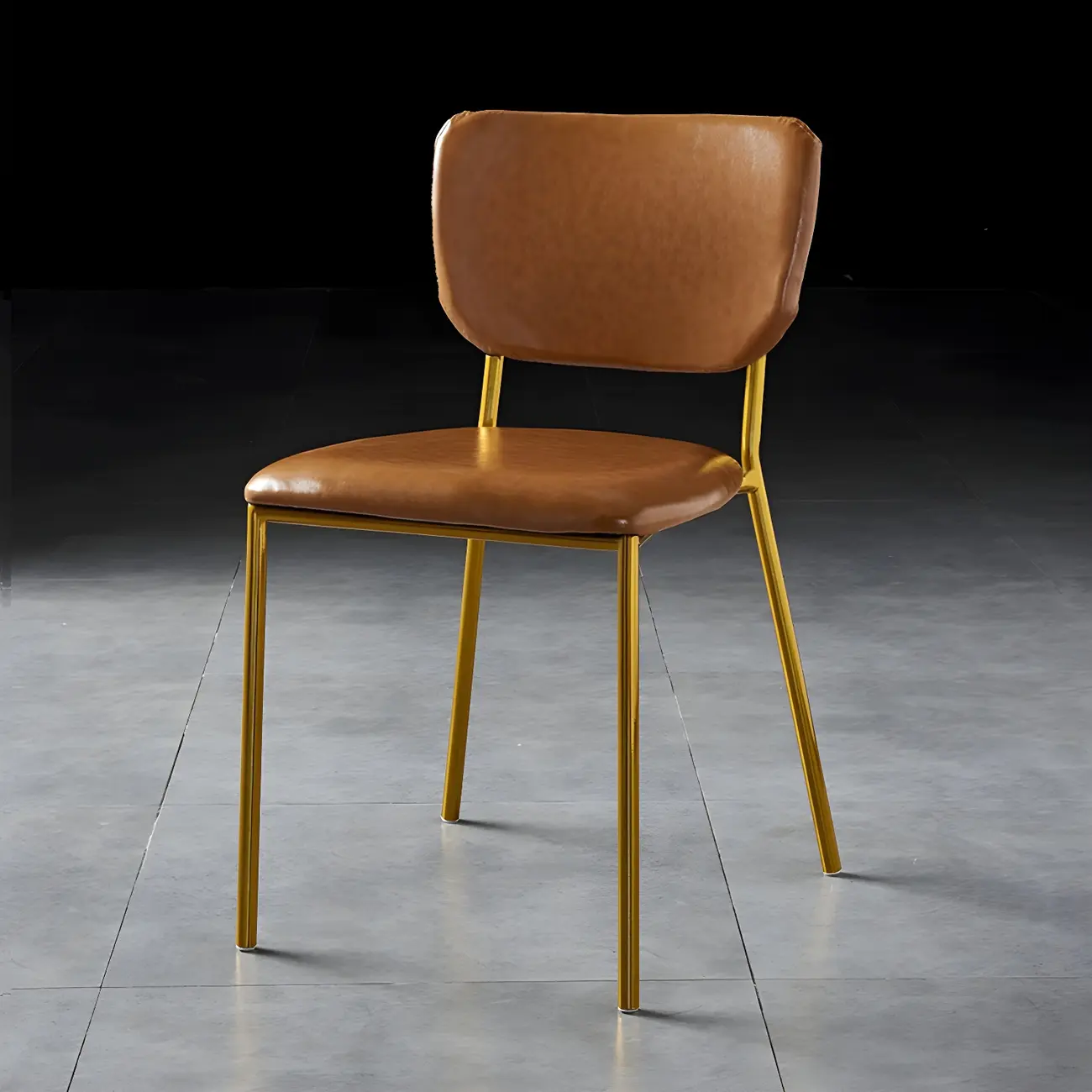 Glam Open Back Armless Stackable Faux Leather Dining Chair Image - 70 | homeyfad