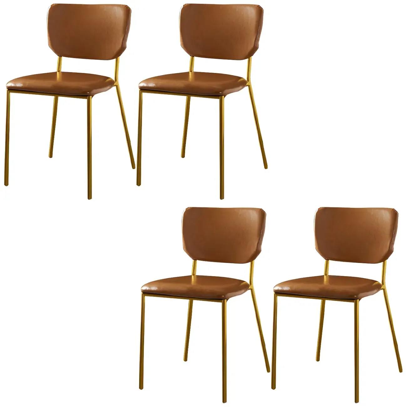 Glam Open Back Armless Stackable Faux Leather Dining Chair Image - 72