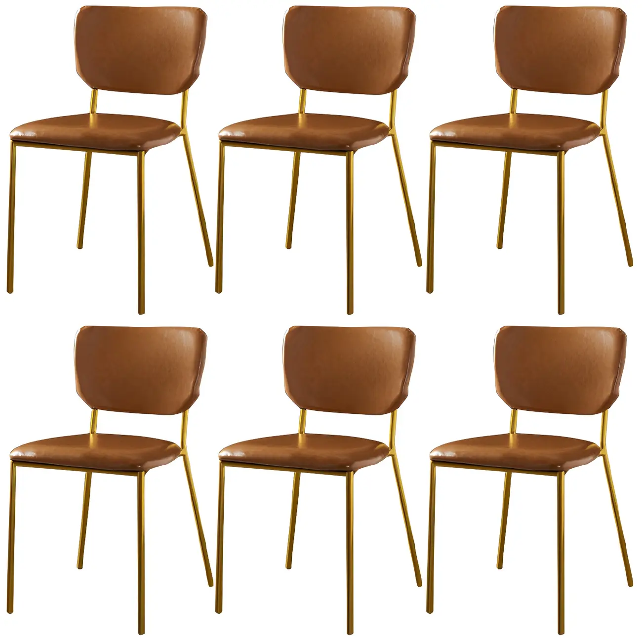 Glam Open Back Armless Stackable Faux Leather Dining Chair Image - 73 | homeyfad