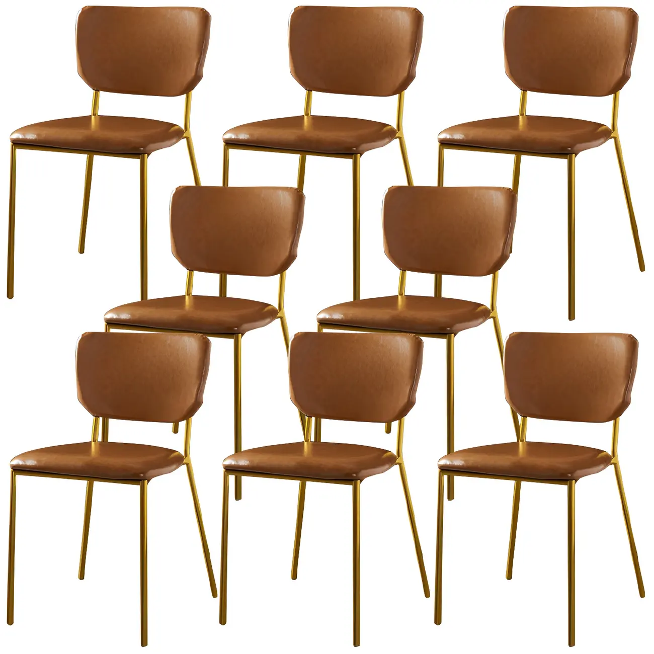 Glam Open Back Armless Stackable Faux Leather Dining Chair Image - 74 | homeyfad