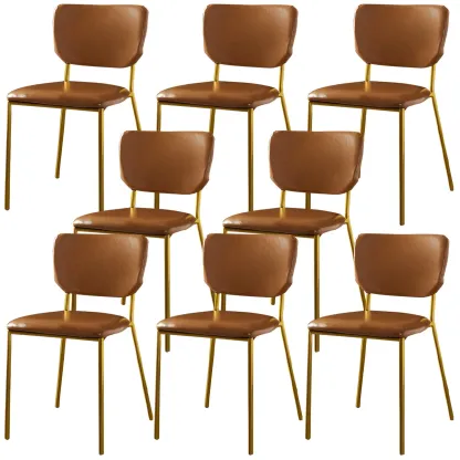 Glam Open Back Armless Stackable Faux Leather Dining Chair Image - 74