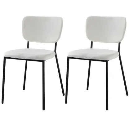 Glam Open Back Armless Stackable Faux Leather Dining Chair Image - 76