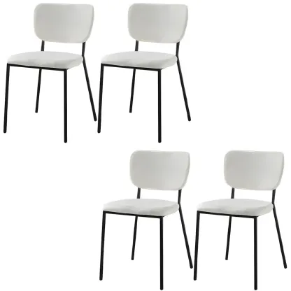 Glam Open Back Armless Stackable Faux Leather Dining Chair Image - 77