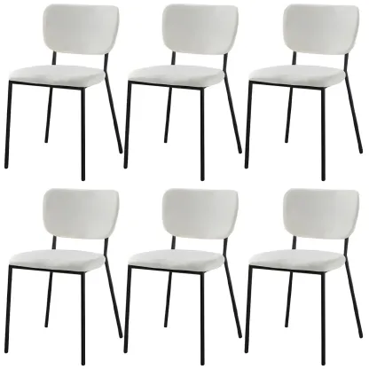 Glam Open Back Armless Stackable Faux Leather Dining Chair Image - 78