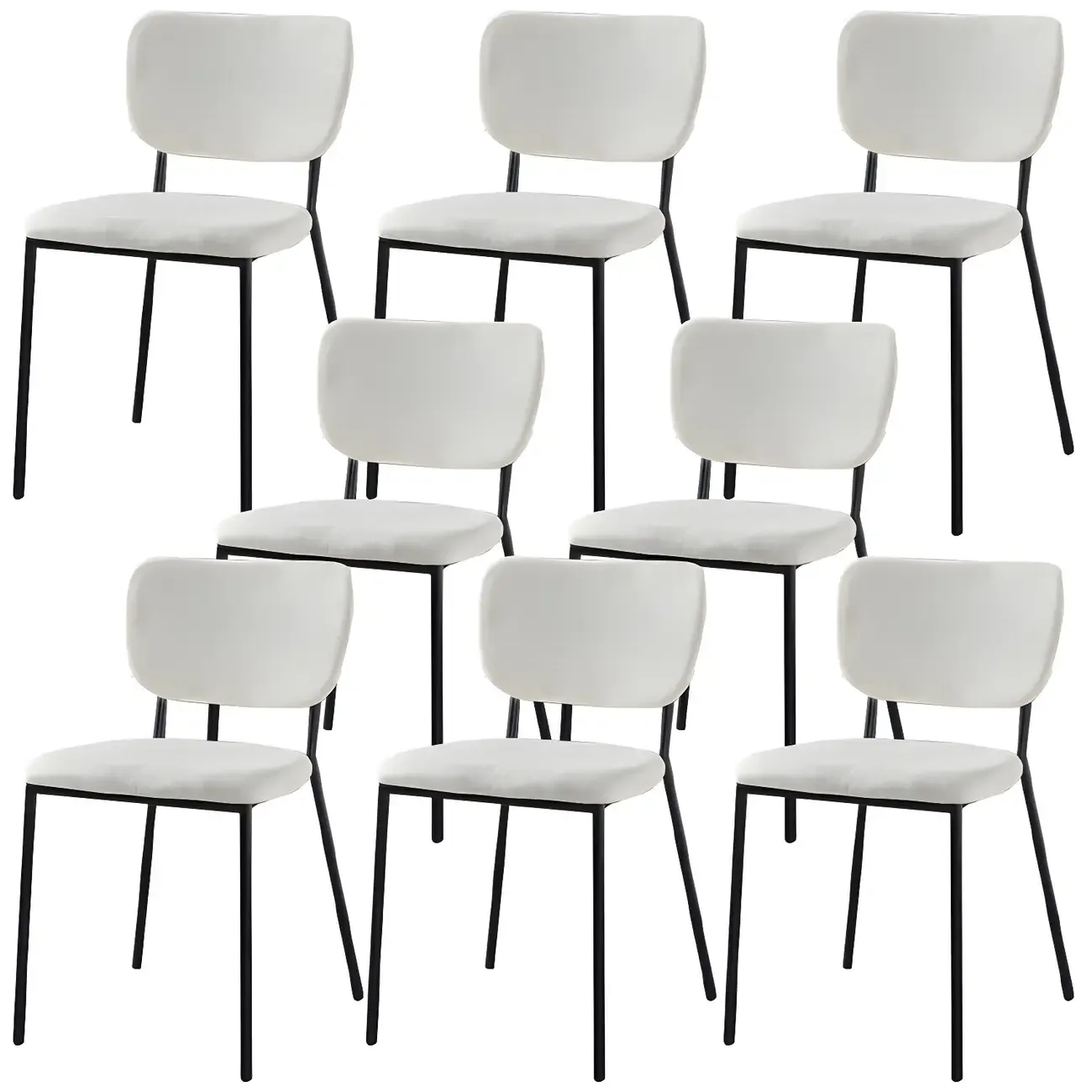 Glam Open Back Armless Stackable Faux Leather Dining Chair Image - 79