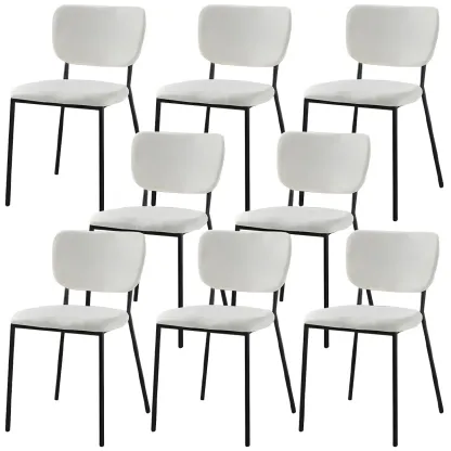 Glam Open Back Armless Stackable Faux Leather Dining Chair Image - 79