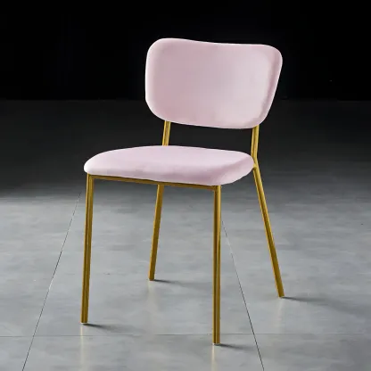 Glam Open Back Armless Stackable Faux Leather Dining Chair Image - 80