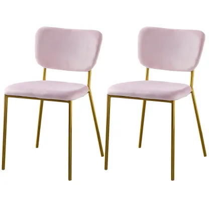 Glam Open Back Armless Stackable Faux Leather Dining Chair Image - 81