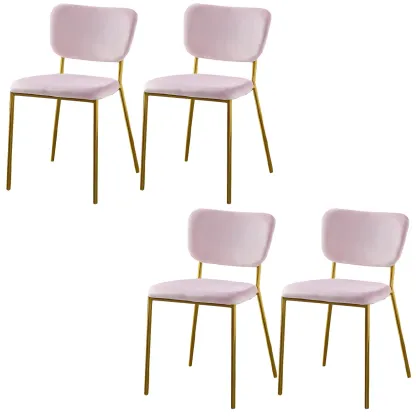 Glam Open Back Armless Stackable Faux Leather Dining Chair Image - 82