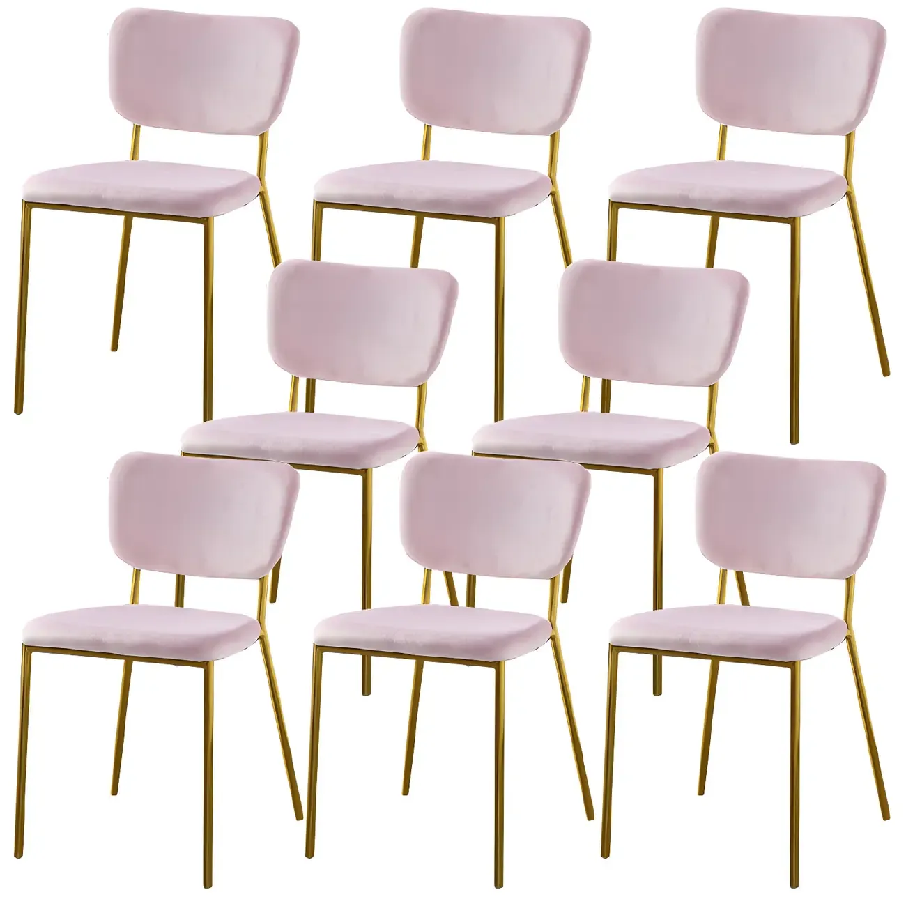 Glam Open Back Armless Stackable Faux Leather Dining Chair Image - 84