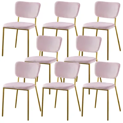 Glam Open Back Armless Stackable Faux Leather Dining Chair Image - 84