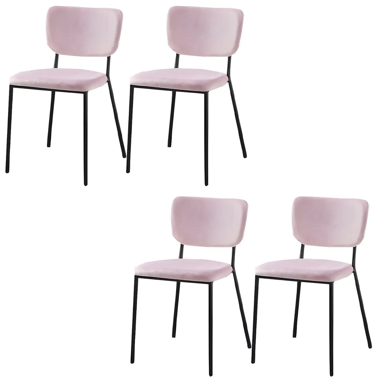 Glam Open Back Armless Stackable Faux Leather Dining Chair Image - 87