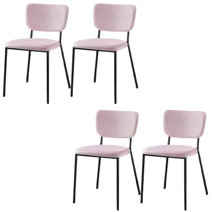 Glam Open Back Armless Stackable Faux Leather Dining Chair Image - 87