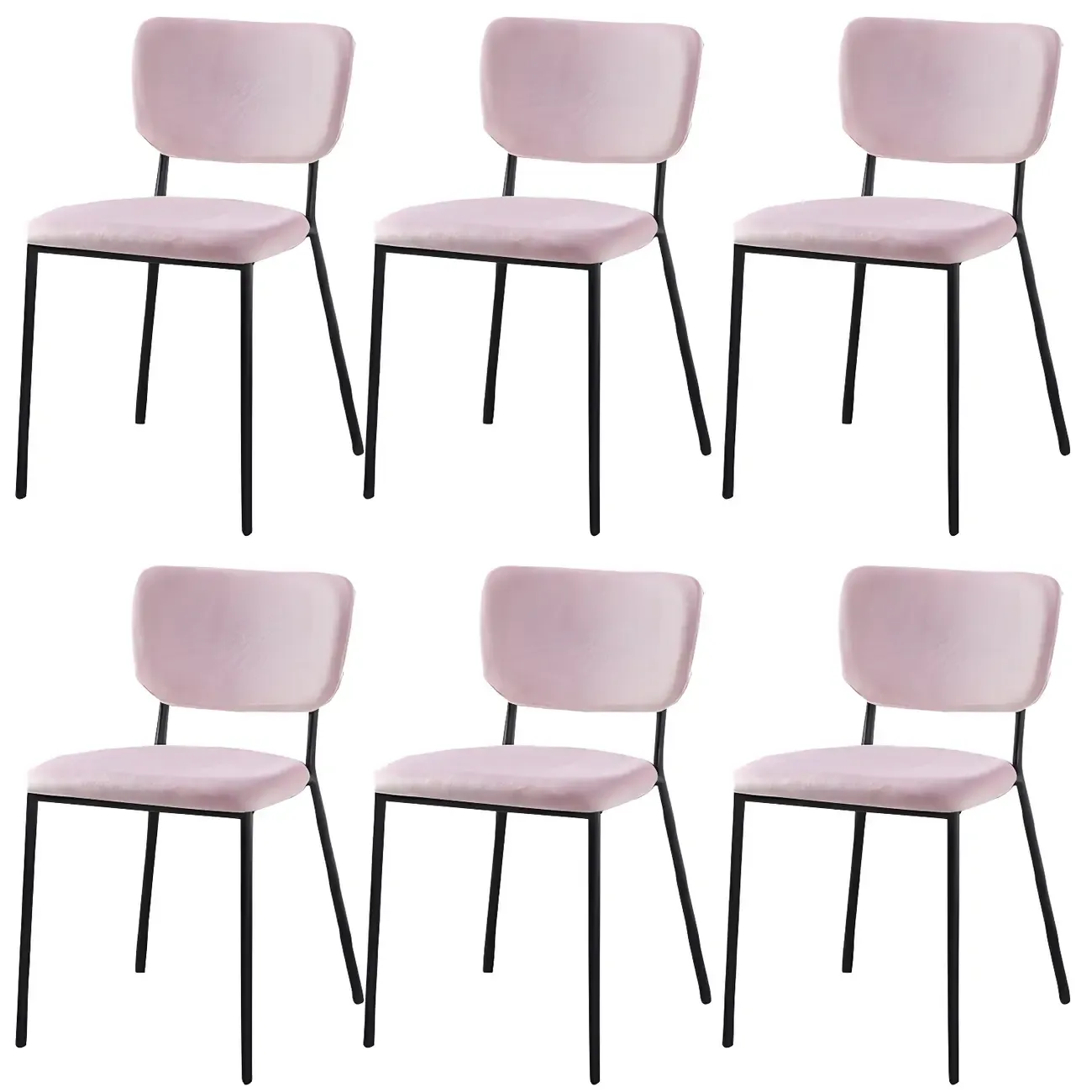 Glam Open Back Armless Stackable Faux Leather Dining Chair Image - 88