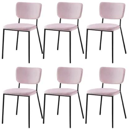 Glam Open Back Armless Stackable Faux Leather Dining Chair Image - 88