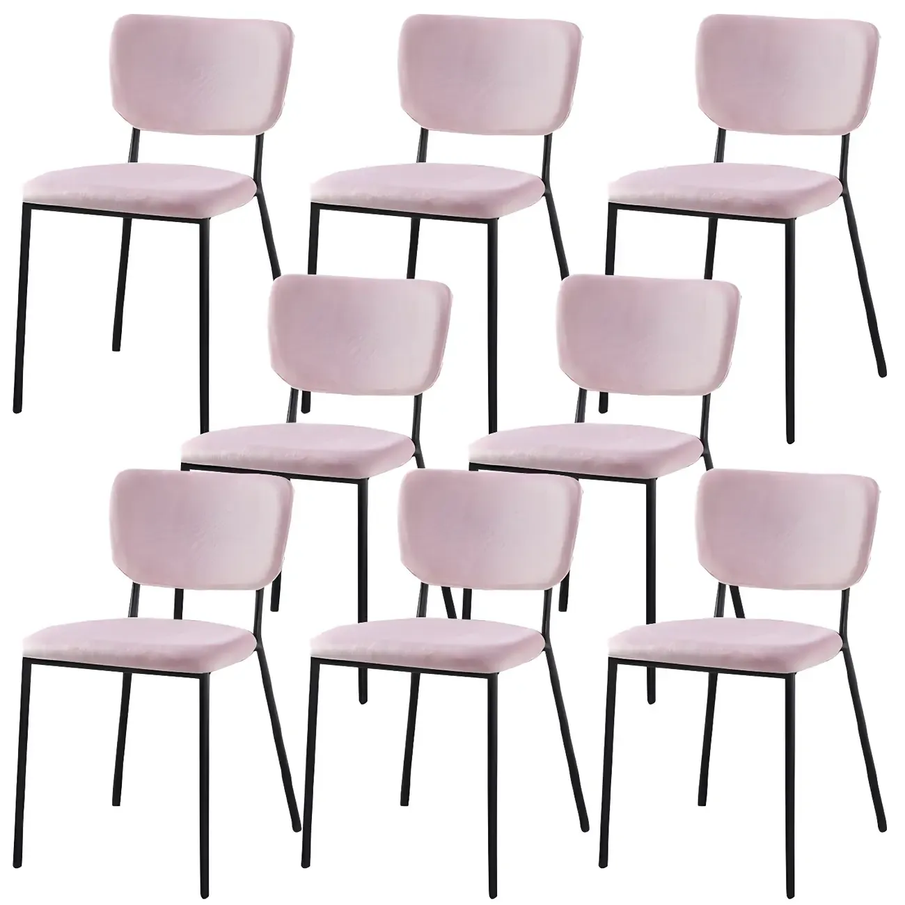 Glam Open Back Armless Stackable Faux Leather Dining Chair Image - 89