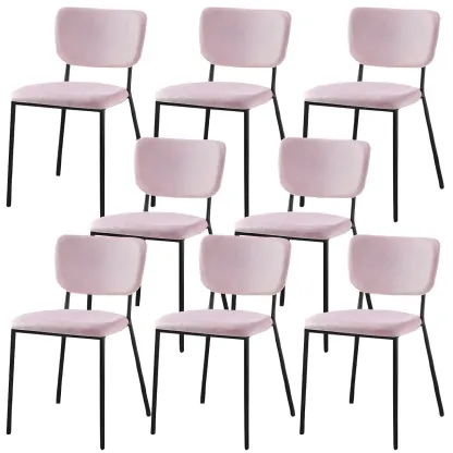 Glam Open Back Armless Stackable Faux Leather Dining Chair Image - 89