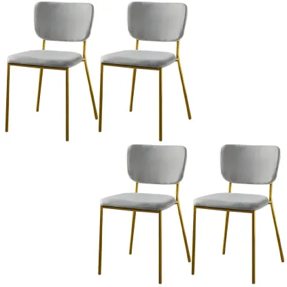 Glam Open Back Armless Stackable Faux Leather Dining Chair Image - 92