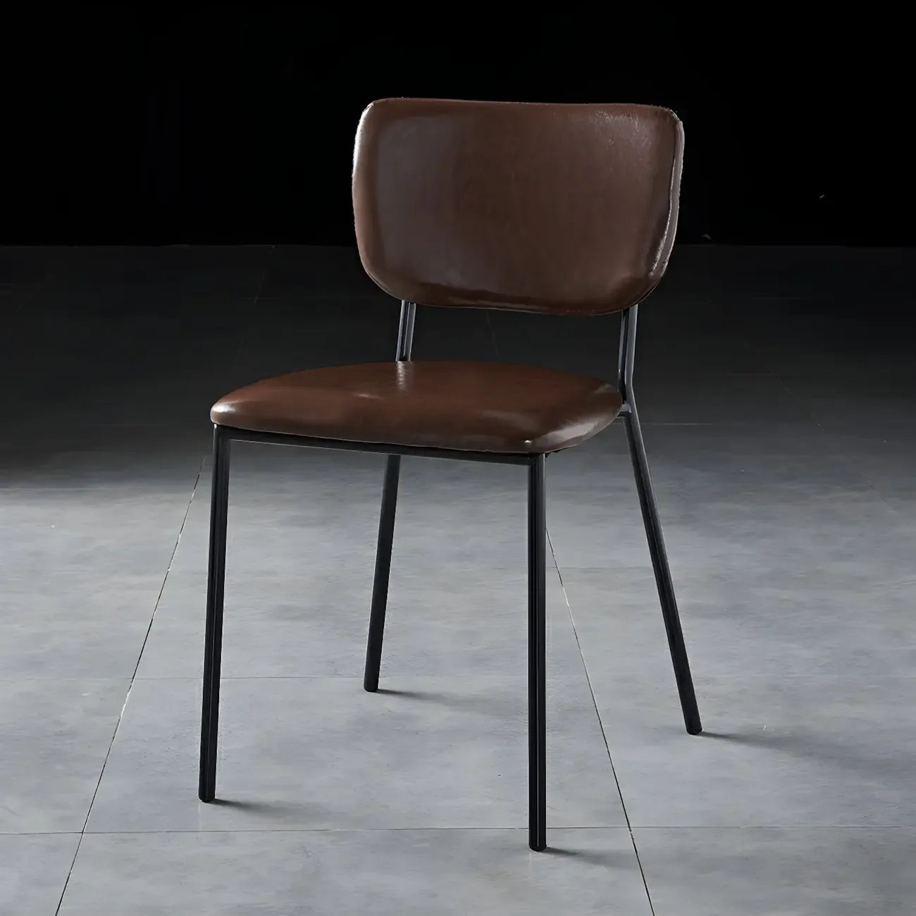 Glam Open Back Armless Stackable Faux Leather Dining Chair Image - 95