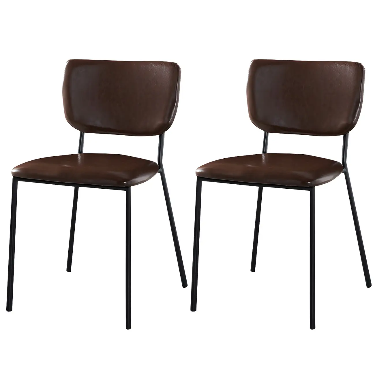 Glam Open Back Armless Stackable Faux Leather Dining Chair Image - 96 | homeyfad