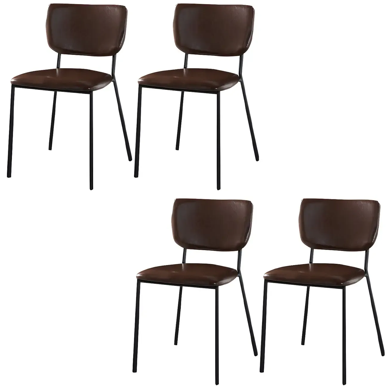 Glam Open Back Armless Stackable Faux Leather Dining Chair Image - 97