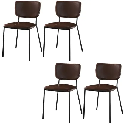 Glam Open Back Armless Stackable Faux Leather Dining Chair Image - 97