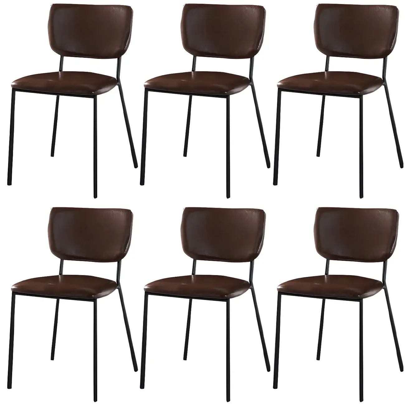Glam Open Back Armless Stackable Faux Leather Dining Chair Image - 98