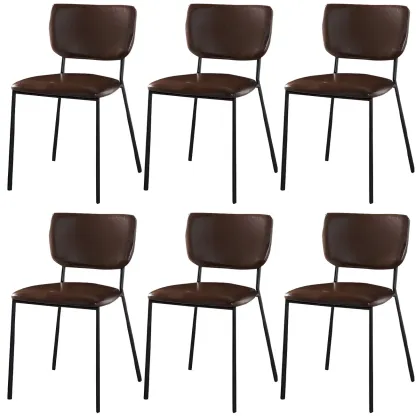 Glam Open Back Armless Stackable Faux Leather Dining Chair Image - 98