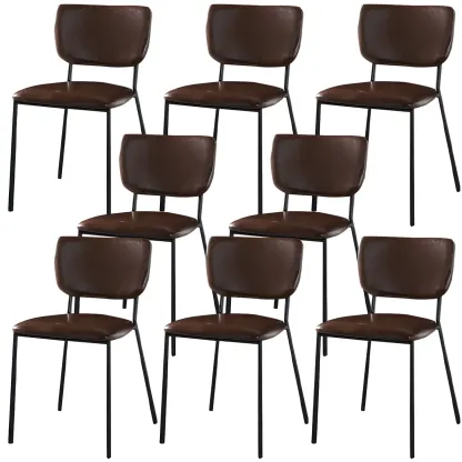 Glam Open Back Armless Stackable Faux Leather Dining Chair Image - 99
