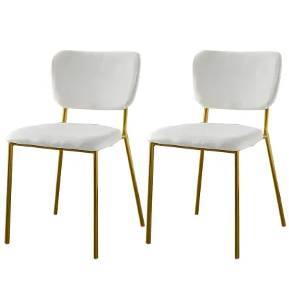 Glam Open Back Armless Stackable Faux Leather Dining Chair Image - 101