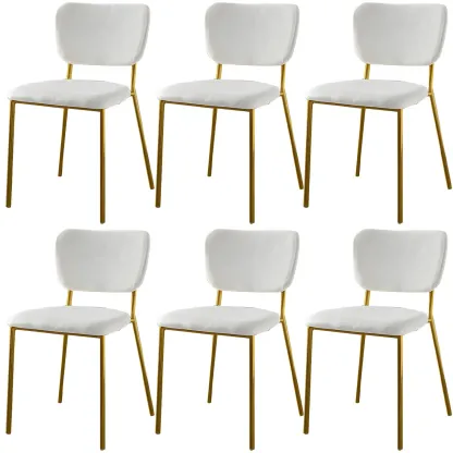 Glam Open Back Armless Stackable Faux Leather Dining Chair Image - 103