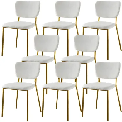 Glam Open Back Armless Stackable Faux Leather Dining Chair Image - 104