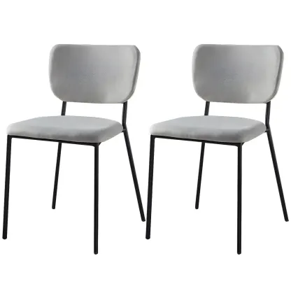 Glam Open Back Armless Stackable Faux Leather Dining Chair Image - 106