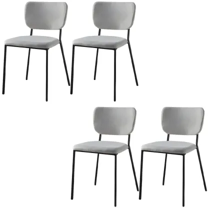 Glam Open Back Armless Stackable Faux Leather Dining Chair Image - 107