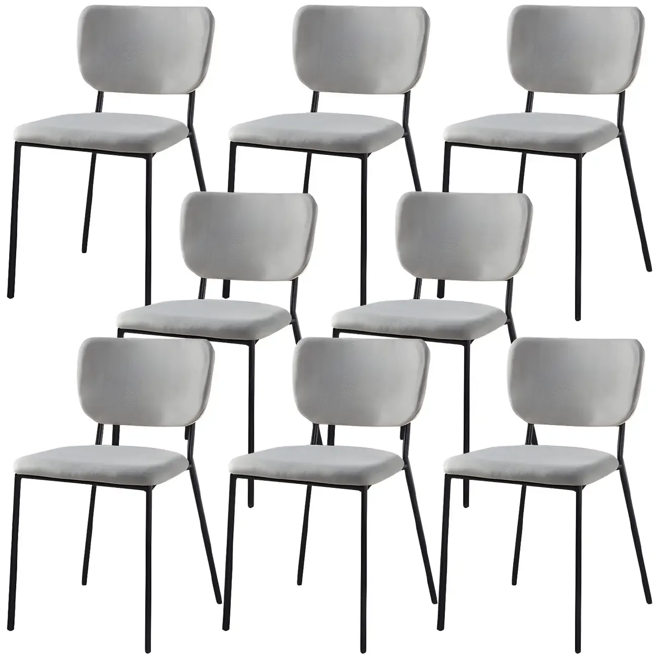 Glam Open Back Armless Stackable Faux Leather Dining Chair Image - 109