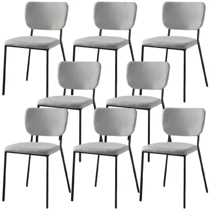 Glam Open Back Armless Stackable Faux Leather Dining Chair Image - 109