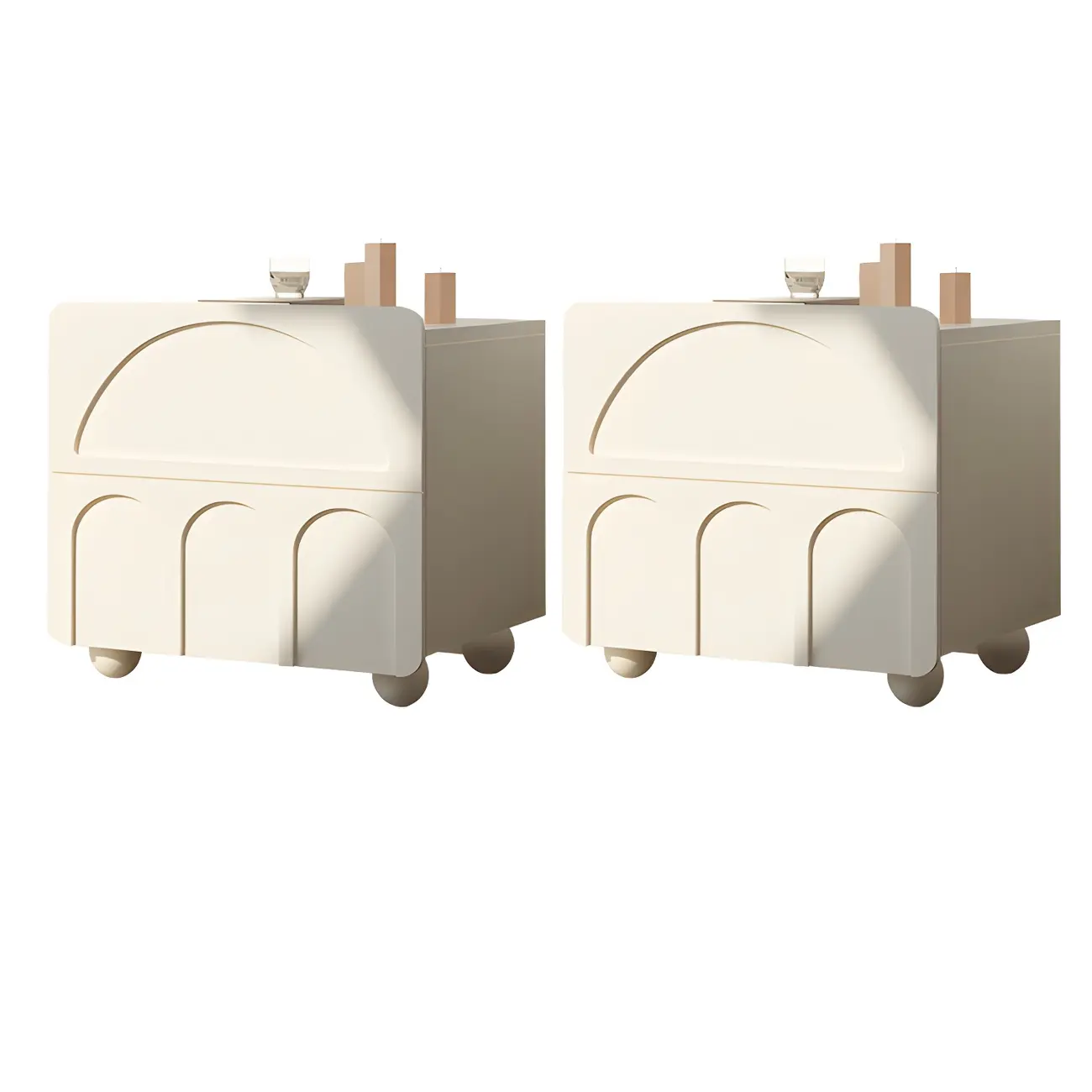 White Modern 2 Drawers Solid Wood Small Nightstand Image - 6 | homeyfad