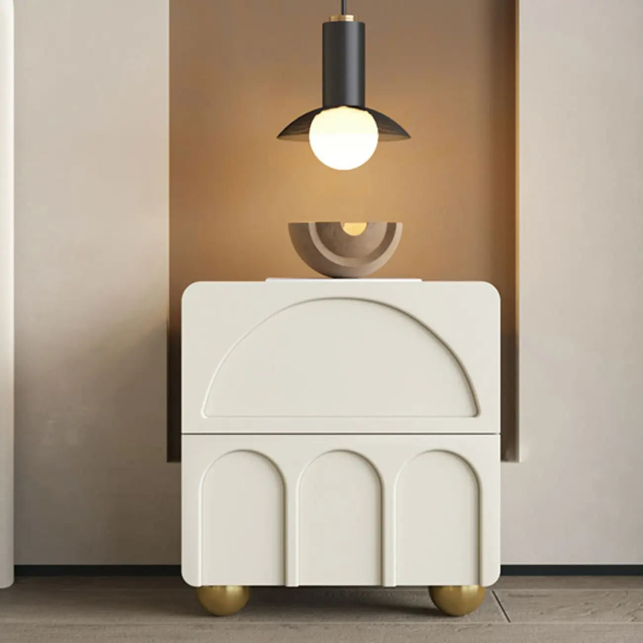 White Modern 2 Drawers Solid Wood Small Nightstand Image - 1 | homeyfad