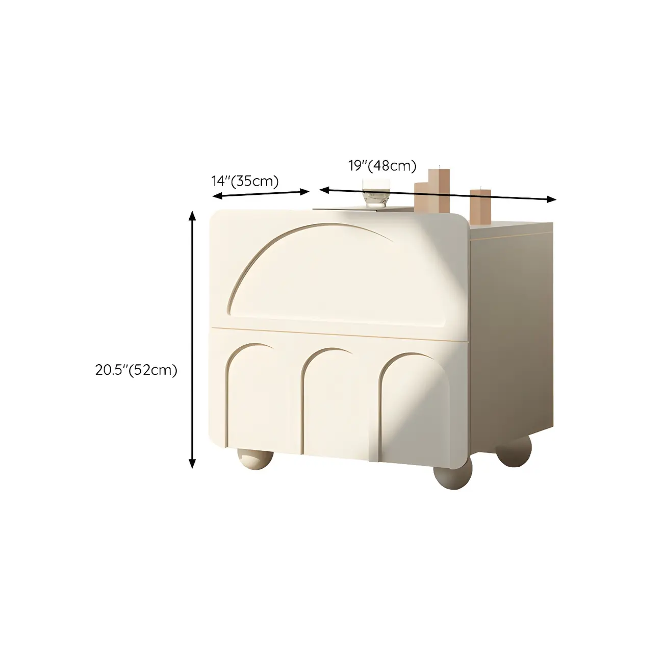 White Modern 2 Drawers Solid Wood Small Nightstand #size | homeyfad