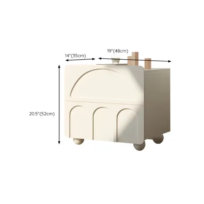 White Modern 2 Drawers Solid Wood Small Nightstand #size