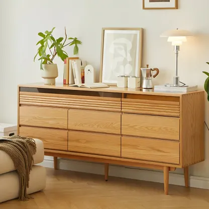 Minimalist Natural Wood Dresser with 8-Drawers for Bedroom Image - 1